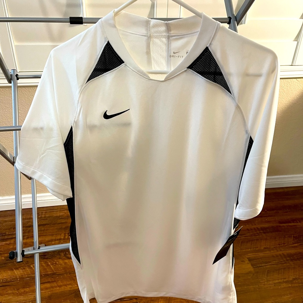 Nike Dri-fit L size  Shirt white w/black trim NWT